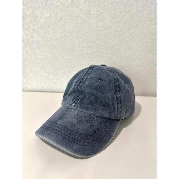 Light Washed Denim Blue Cotton Baseball Cap Hat One Size Fits Most Hook and Loop - Picture 2 of 6